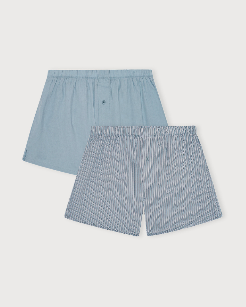 Core Icon Boxer Shorts 2-Pack Cloudy Blue / Cloudy Blue Stripe
