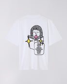 Love In The Books Oversized T-Shirt - White | Edwin med grafik på begge sidder.