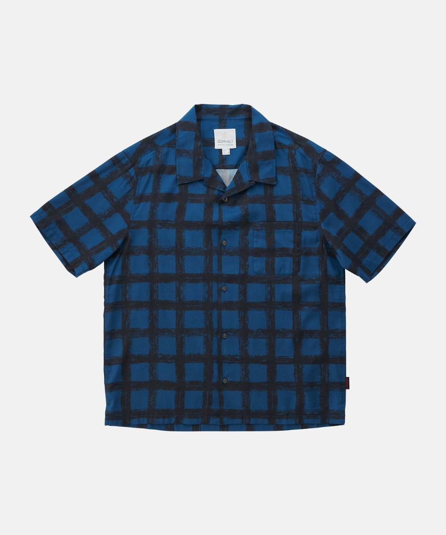 Checkerd Rayon Shirt Midnight