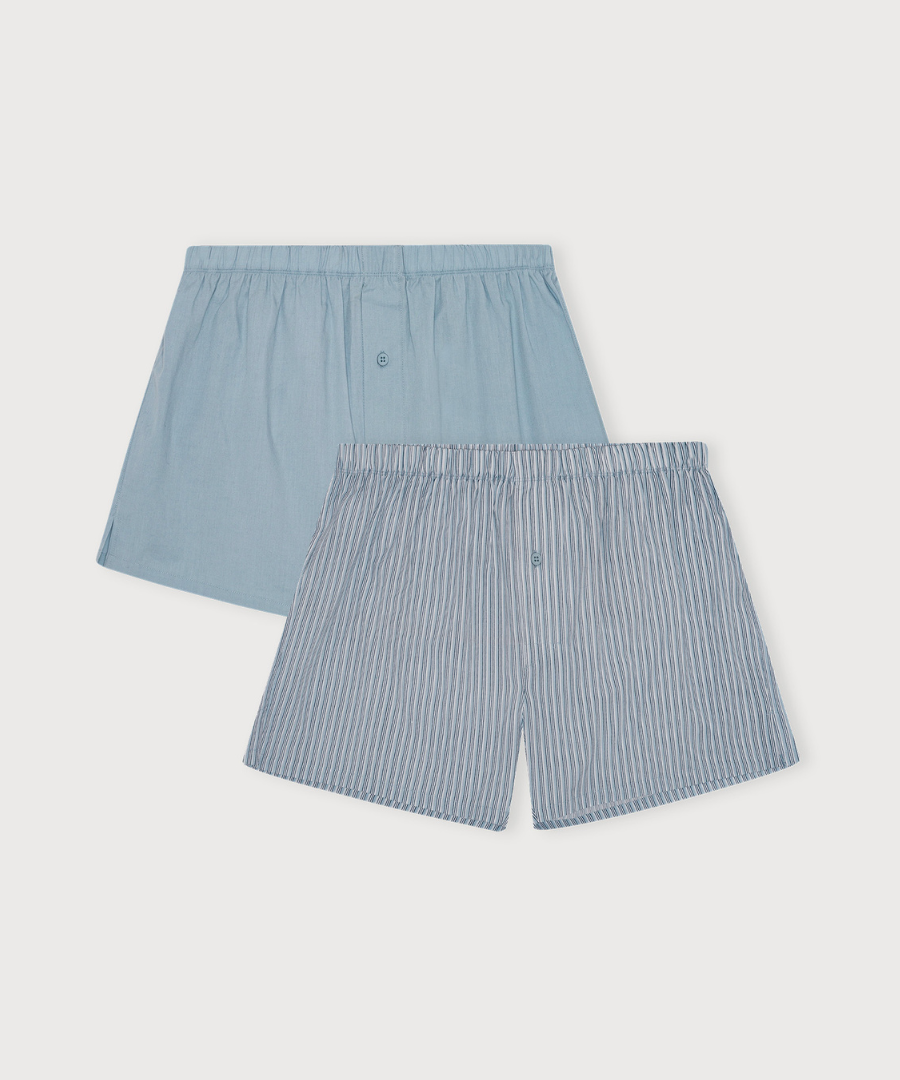 Core Icon Boxer Shorts 2-Pack Cloudy Blue / Cloudy Blue Stripe