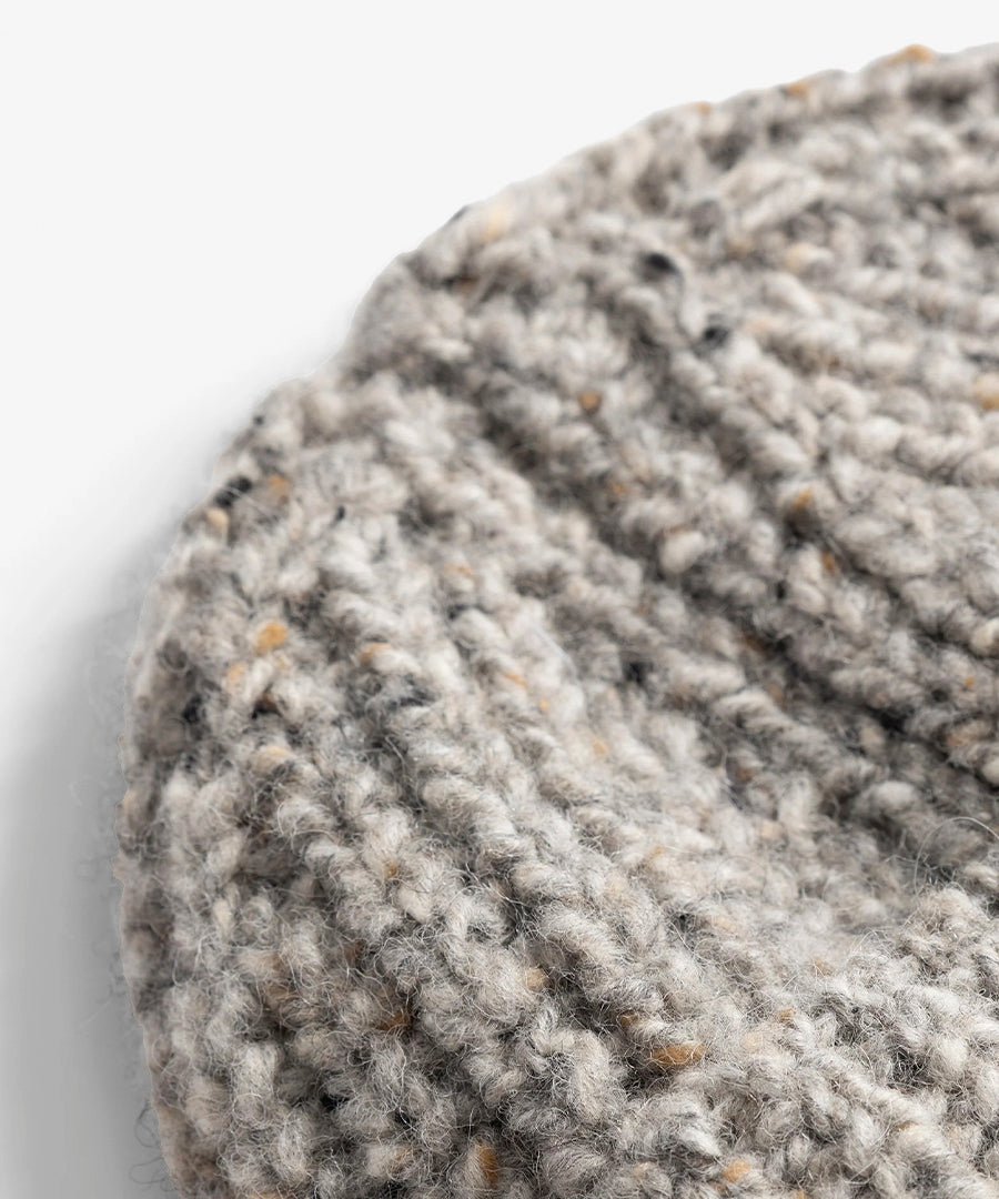 Donegal Wool Rib Beanie Light Grey Melange