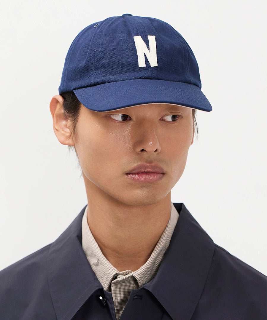 Light Canvas Felt N 8 Panel Cap Dark Blue
