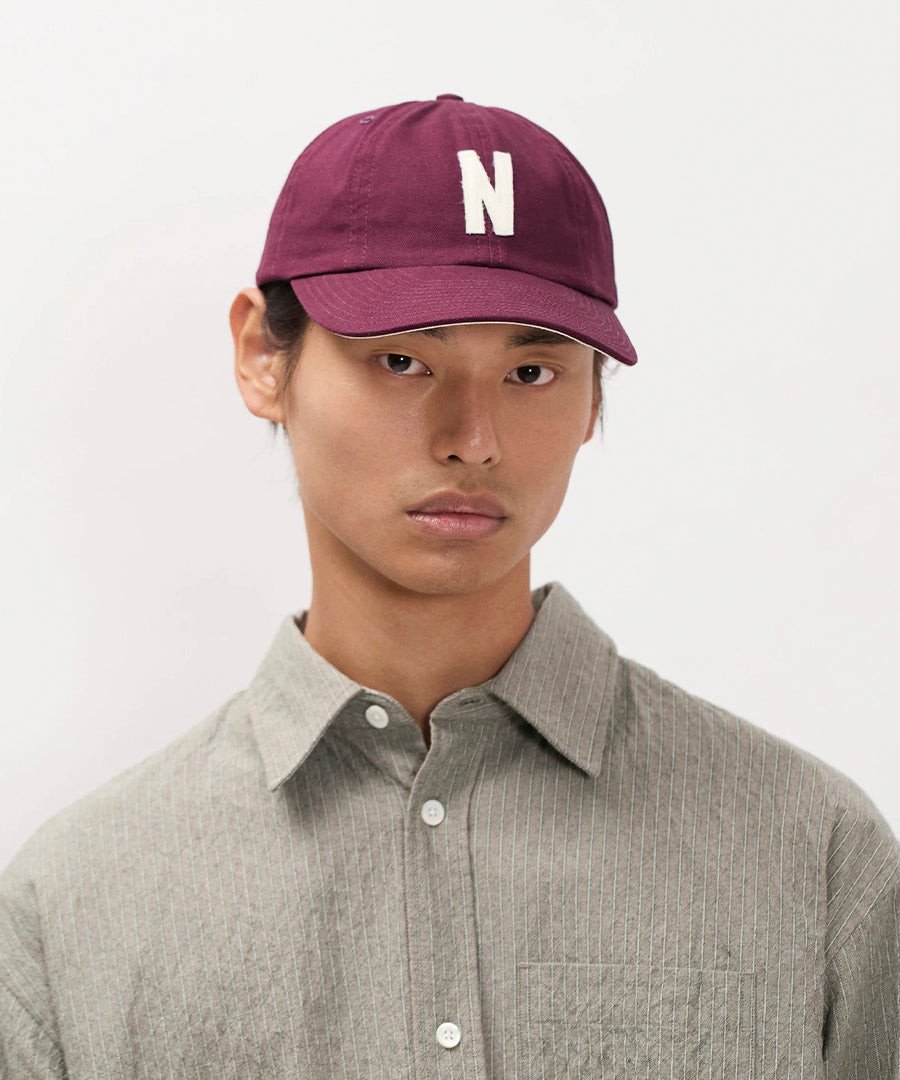 Light Canvas Felt N 8 Panel Cap Mahogany