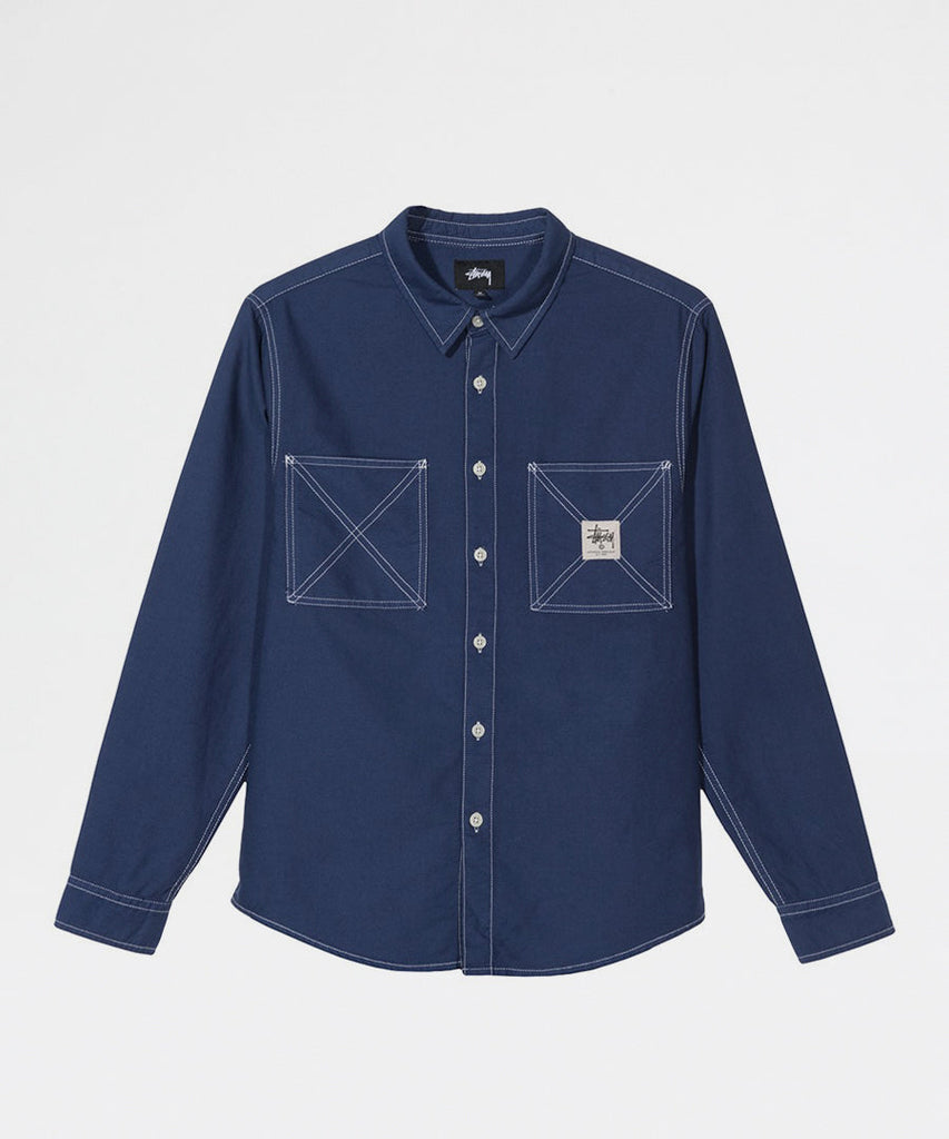 Stussy Oxford Work LS Shirt Navy shirts
