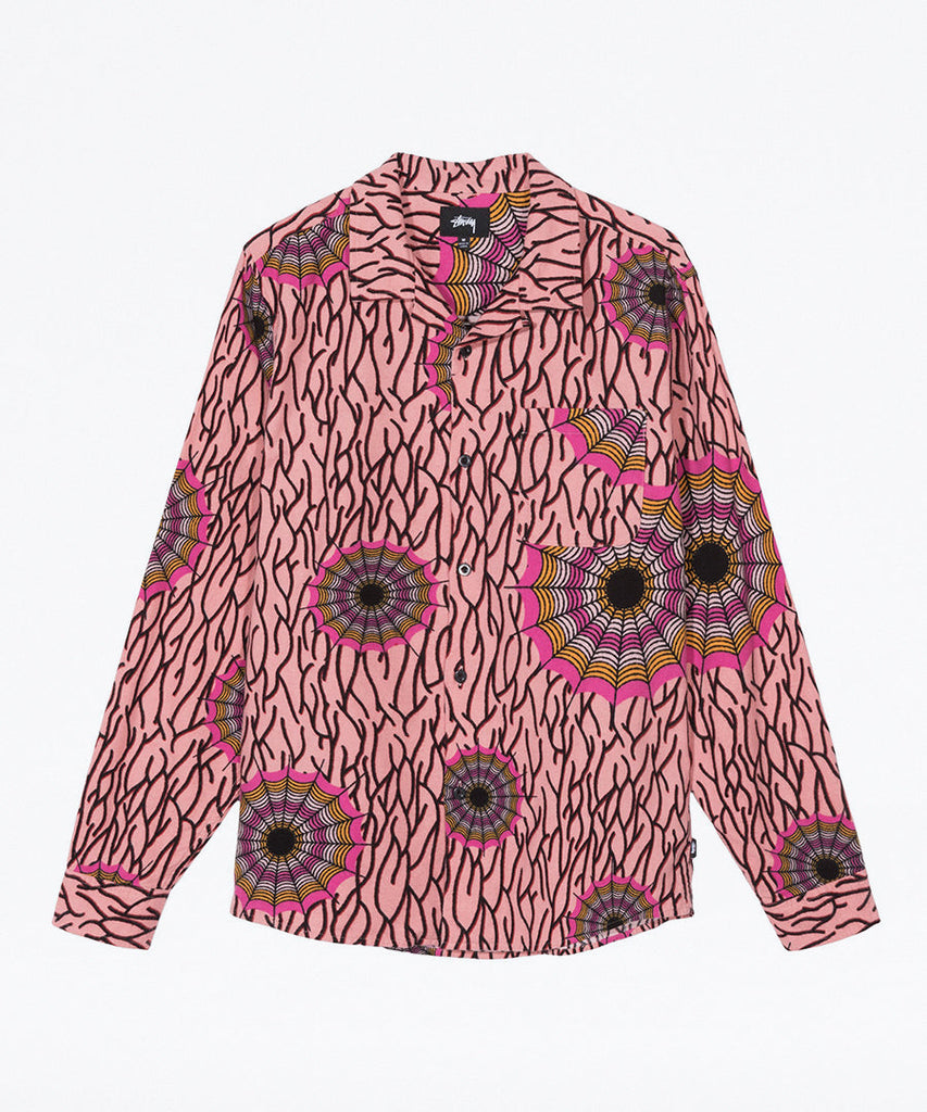 Stussy Spider Web Flannel LS Shirt Pink shirts
