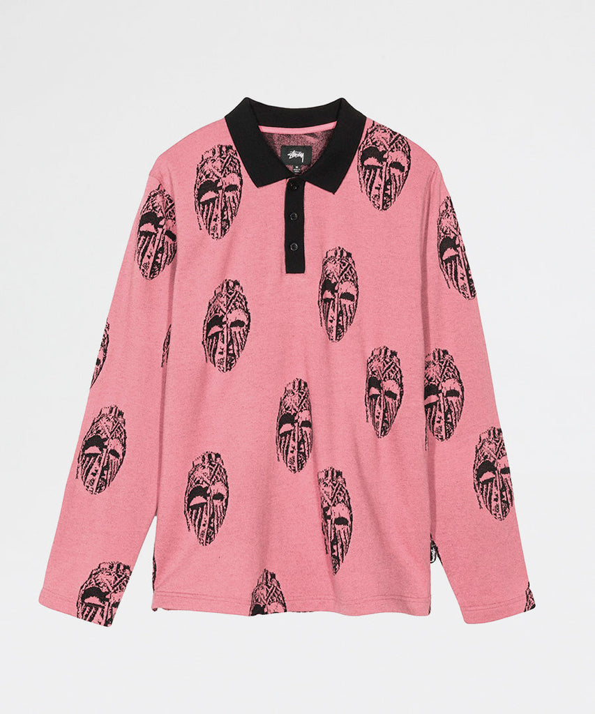Stussy Mask LS Polo Pink knitwear