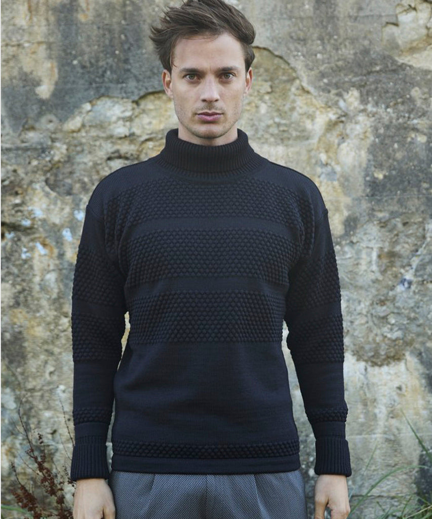 Fisherman Sweater Navy Blue-S.N.S Herning-knitwear