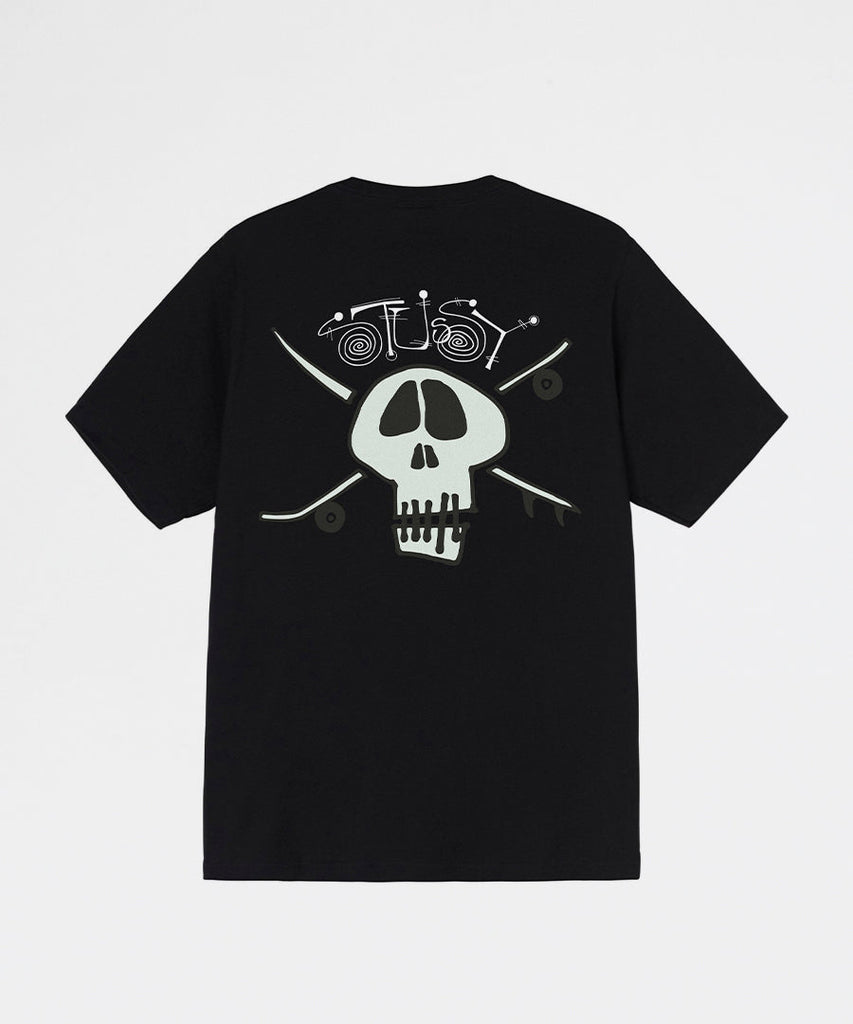 Surf Skate Skull Tee Black-Stussy-t-shirts