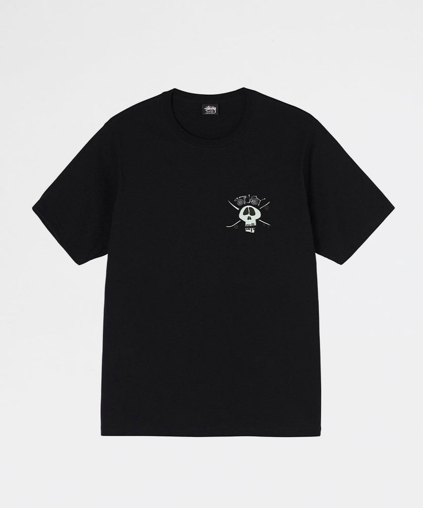 Surf Skate Skull Tee Black-Stussy-t-shirts
