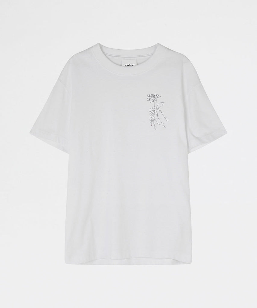 Rose Hand T-shirt White-Soulland-t-shirts