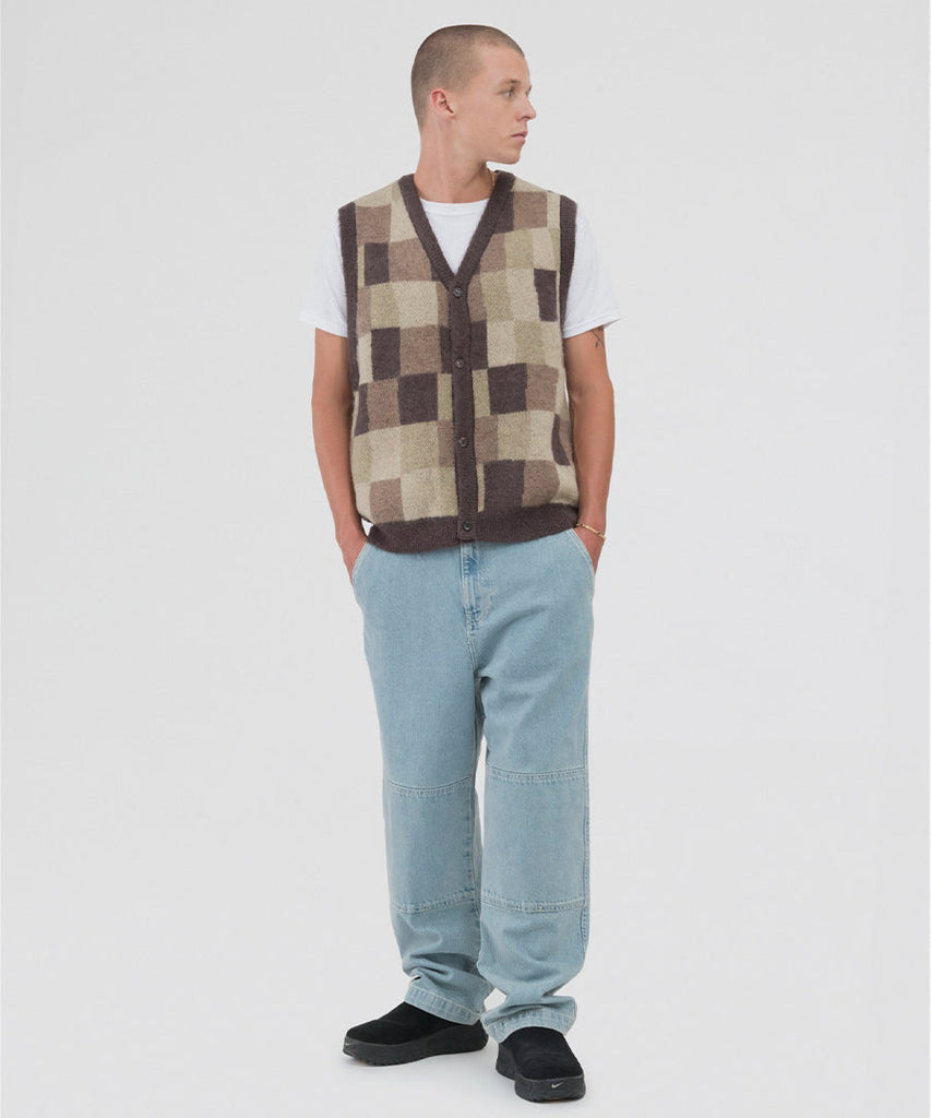 Wobbly Check Sweater Vest-Stussy-knitwear