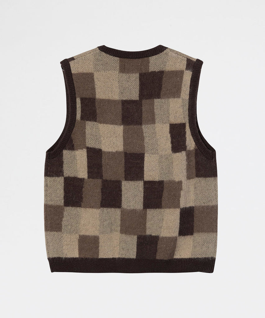 Wobbly Check Sweater Vest-Stussy-knitwear