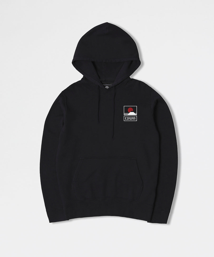 Sunset On Mt Fuji Hoodie Sweat - Heavy Felpa 100% Cotton 350 g Black garment washed-Edwin Jeans-Packyard DK