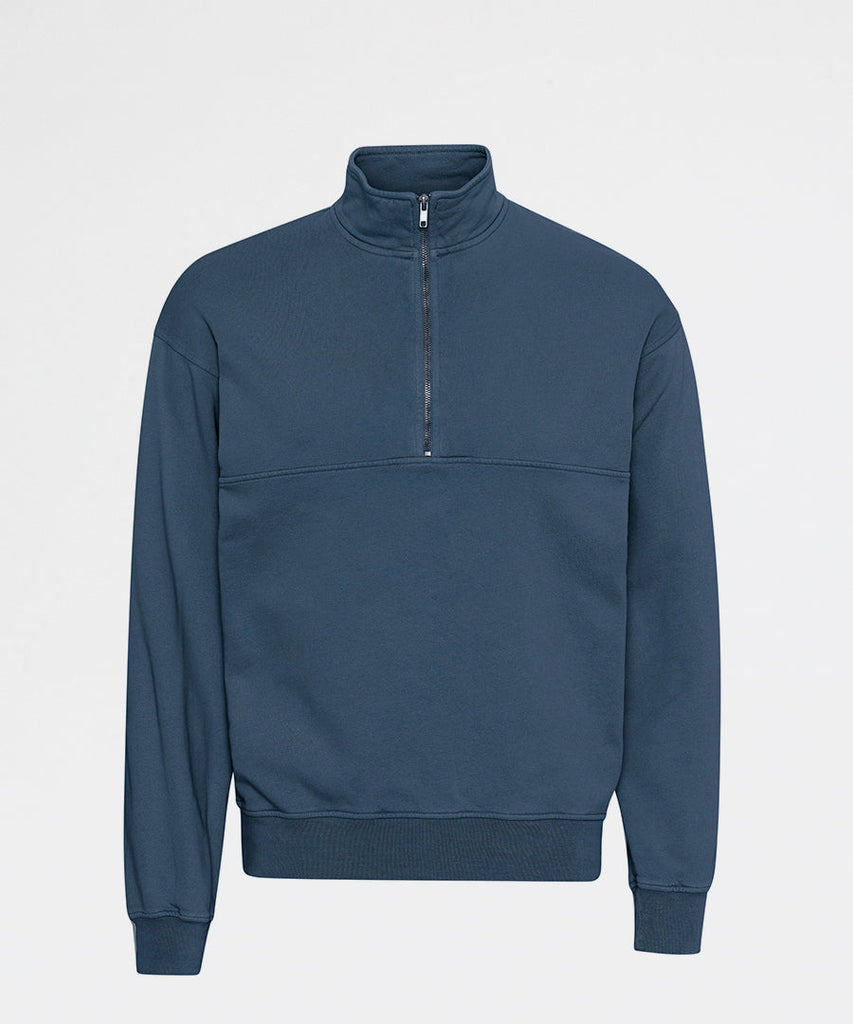 Organic Quarter Zip Petrol Blue-Colorful Standard-sweatshirts