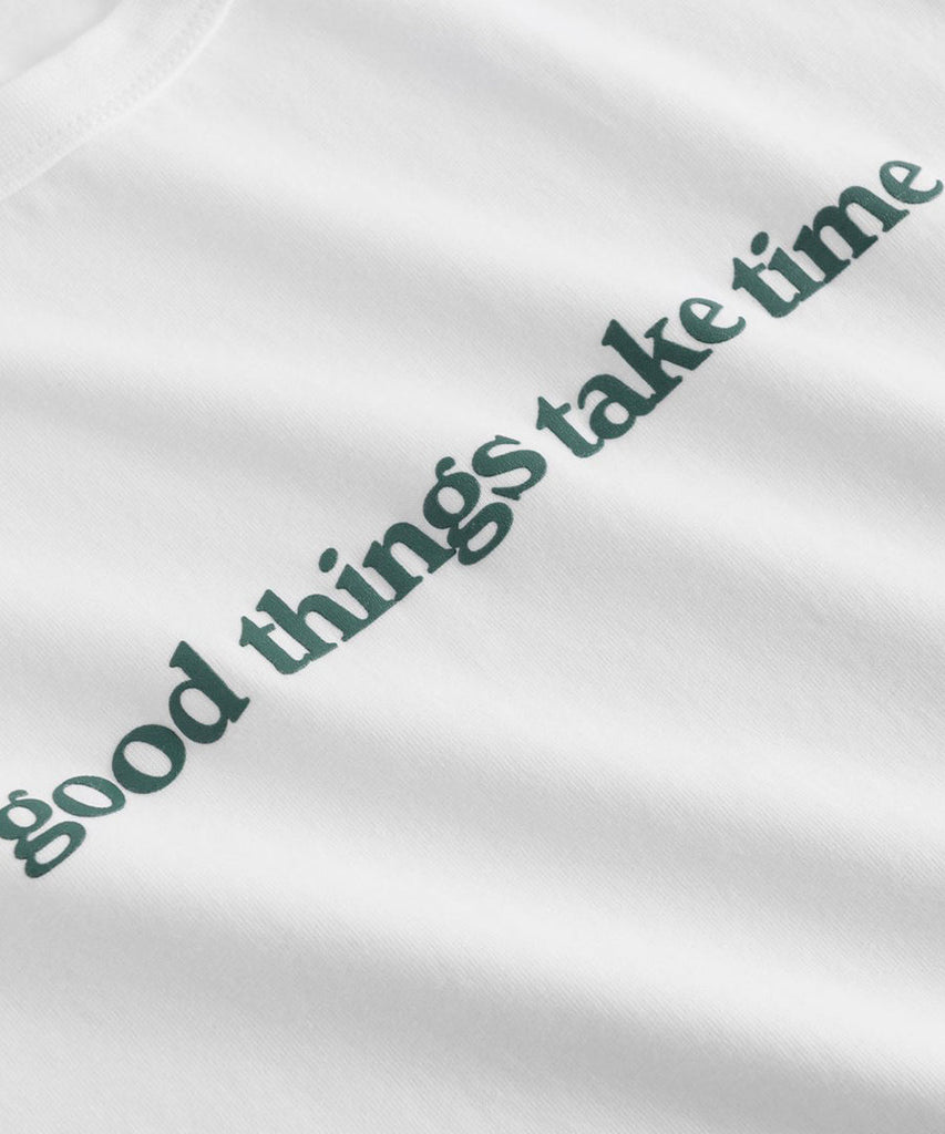 TIME T-SHIRT - WHITE/DARK GREEN-Forét-Packyard DK