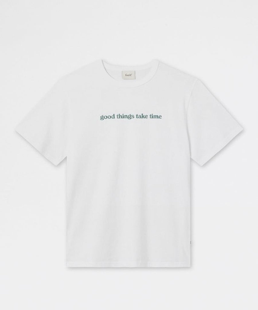 TIME T-SHIRT - WHITE/DARK GREEN-Forét-Packyard DK