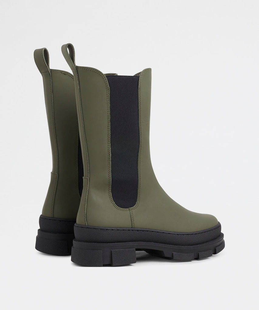 Elise Chelsea Army Rubberised Leather-Garment Project-Packyard DK
