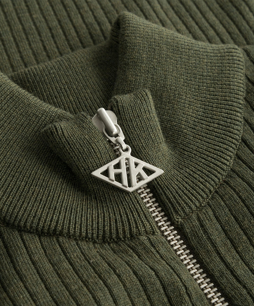 Zip Turtleneck Army Green-Han Kjøbenhavn-knitwear