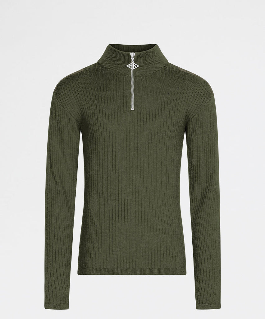 Zip Turtleneck Army Green-Han Kjøbenhavn-knitwear