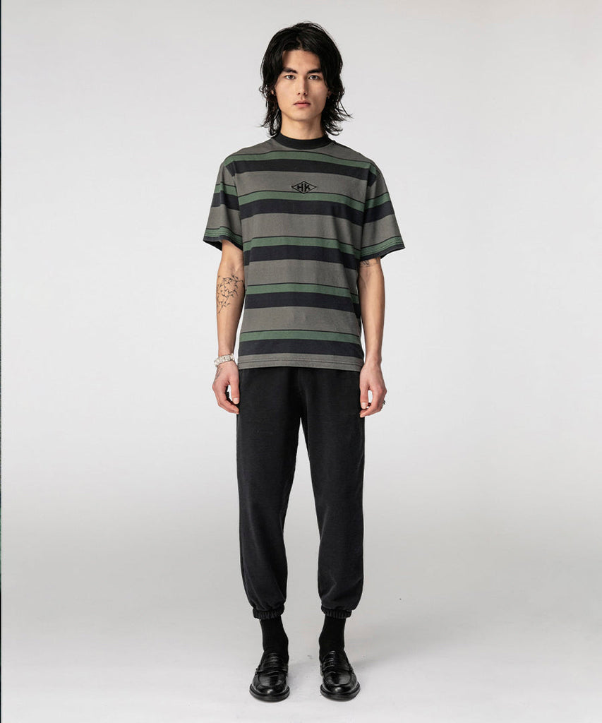 Boxy Tee Short Sleeve Dark Tonal Stripes-Han Kjøbenhavn-Packyard DK