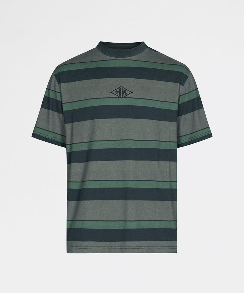 Boxy Tee Short Sleeve Dark Tonal Stripes-Han Kjøbenhavn-Packyard DK