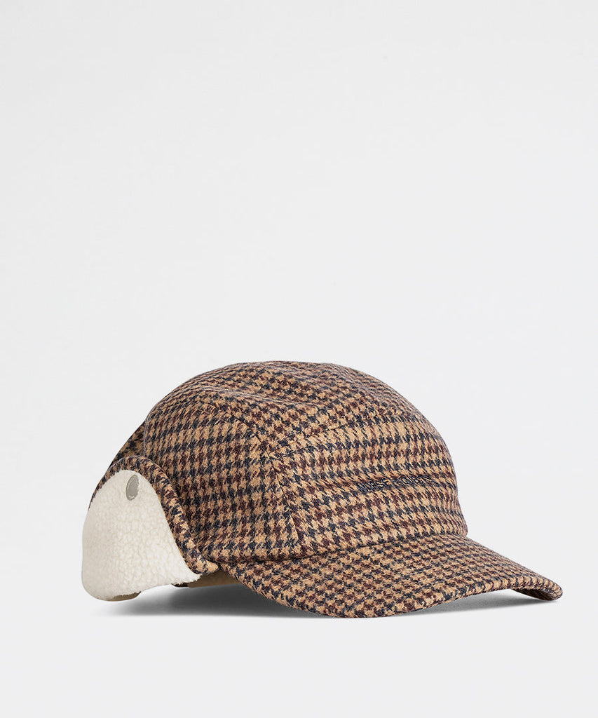 Wool Flannel Flap Cap Utility Khaki Check-Norse Projects-caps & bucket hats