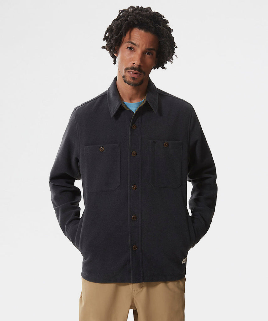 Wool Overshirt Asphalt Grey Burnt Olive Green-The North Face-shirts