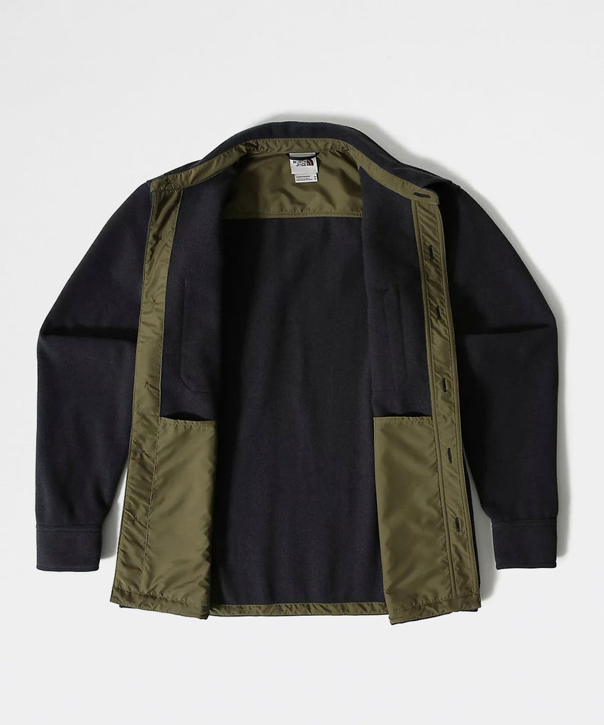 Wool Overshirt Asphalt Grey Burnt Olive Green-The North Face-shirts