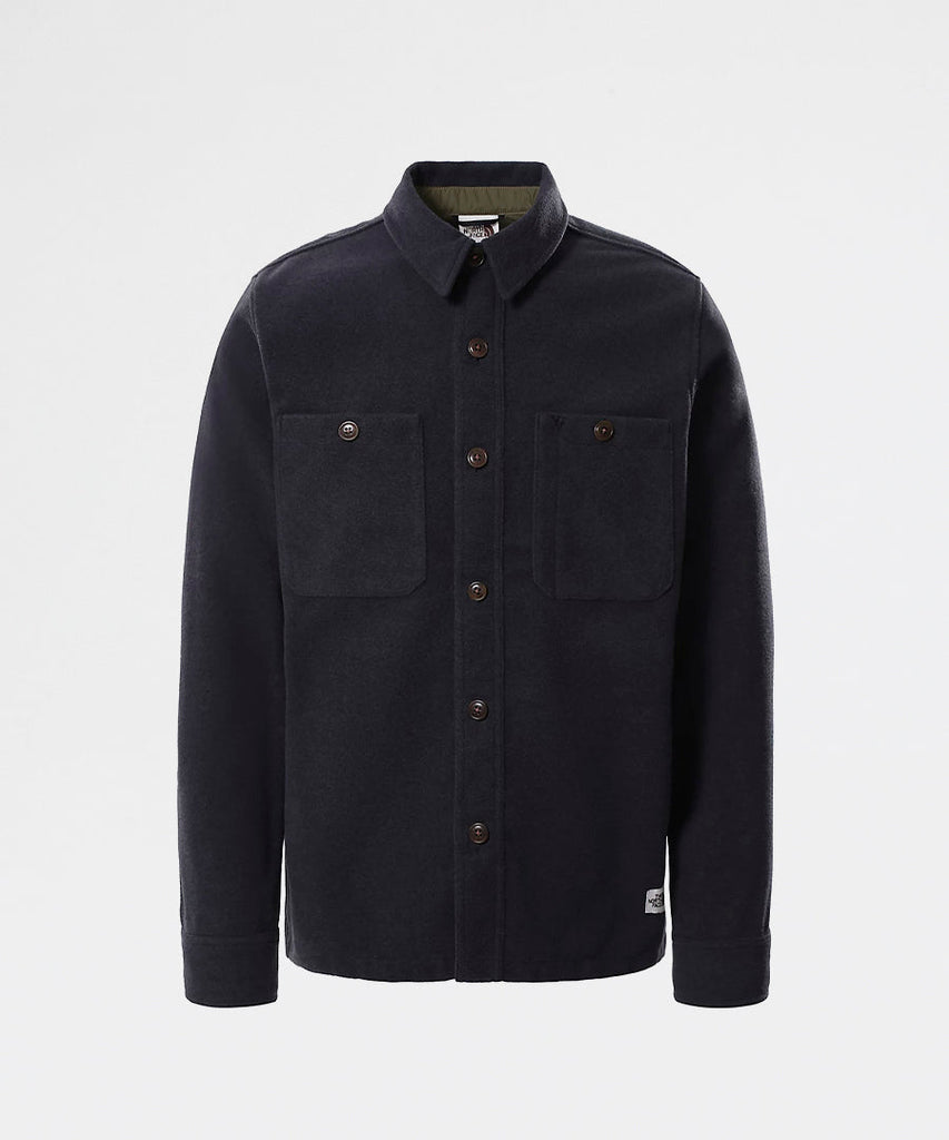Wool Overshirt Asphalt Grey Burnt Olive Green-The North Face-shirts