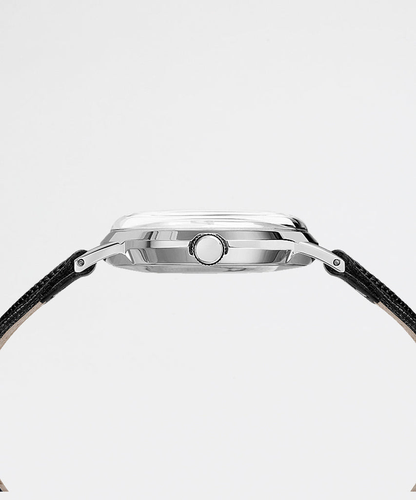 Marlin Handwind 34mm SST Case Silver Dial Black Leather Strap-Timex Archive-watches