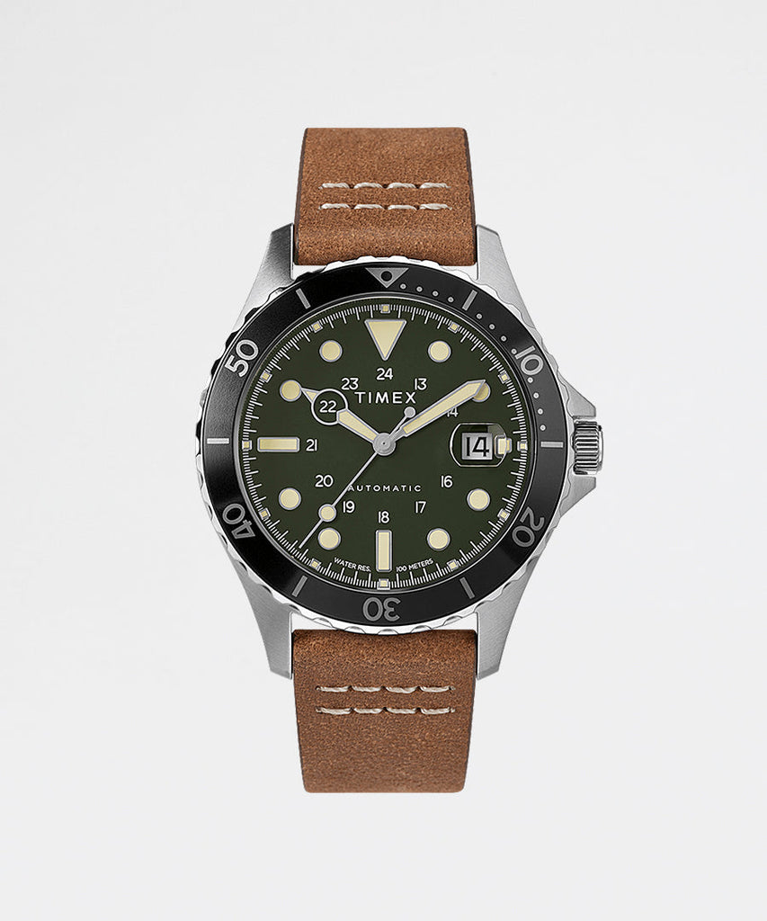 Navi XL Automatic 41mm Leather Brown Strap-Timex Archive-watches
