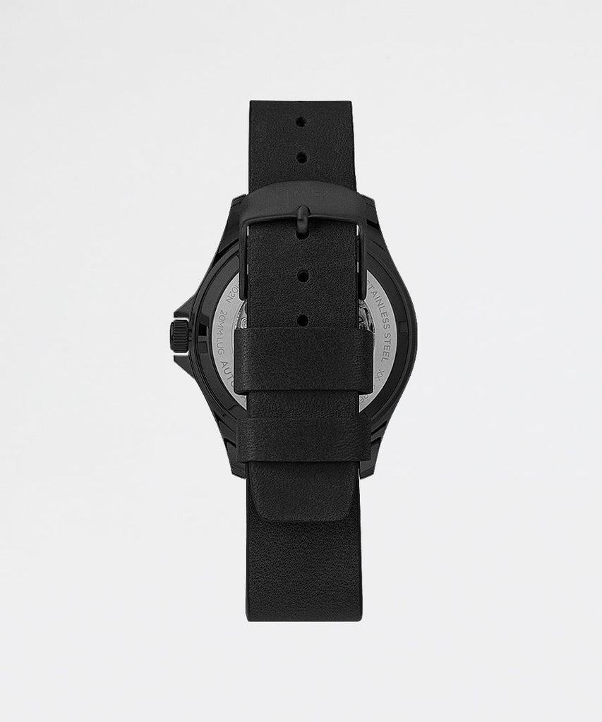 Navi XL Automatic 41mm Black Case Black Dial Black Leather Strap-Timex Archive-watches