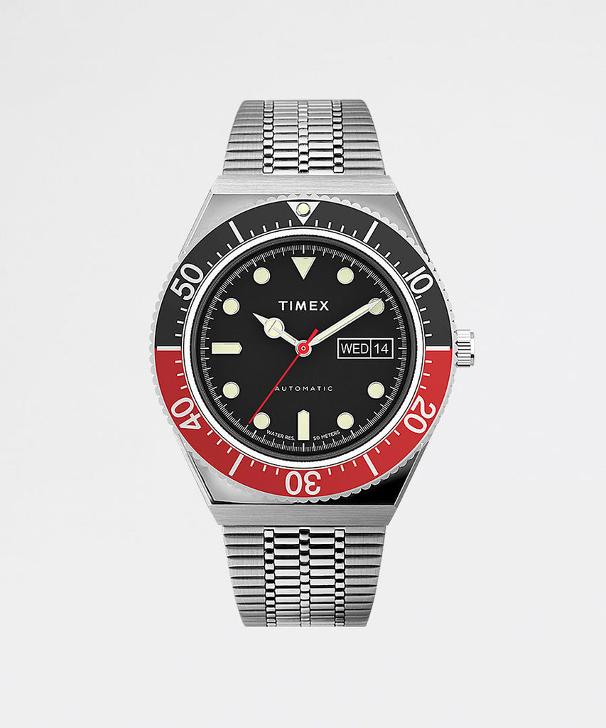M79 Automatic 40mm Black Dial Black and Red Top Ring-Timex Archive-watches