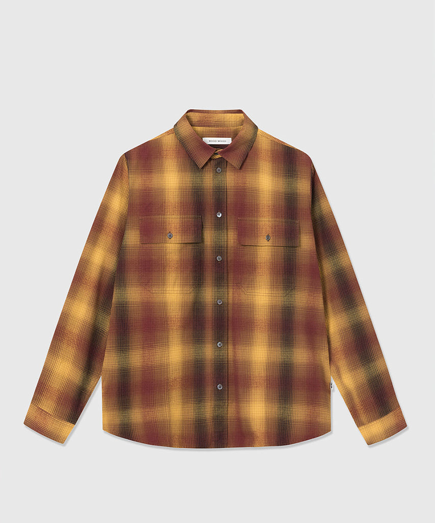 Avenir Gradient Flannel Shirt Brown Check-Wood Wood-Packyard DK