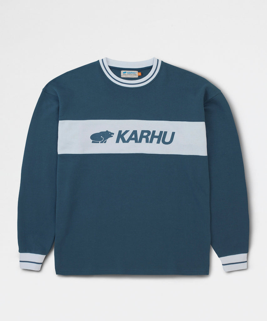 Blocked Logo Sweatshirt Blue Wing Teal White-sweatshirts-Karhu