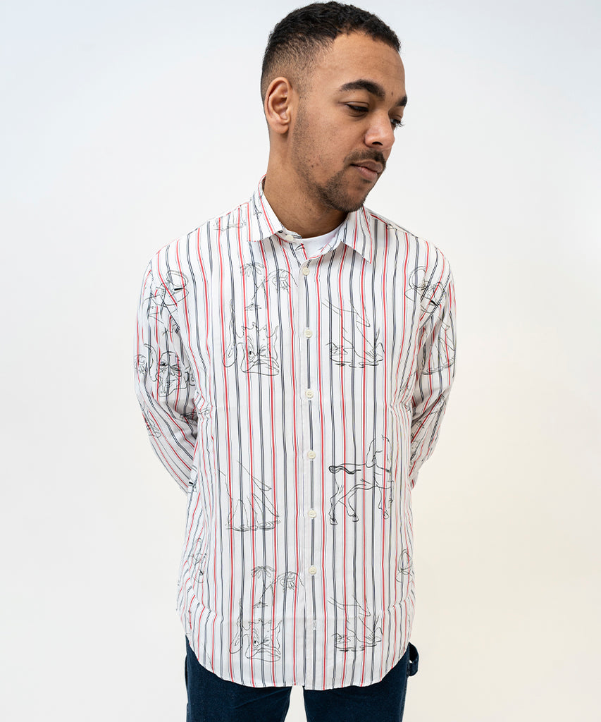 Damon shirt White Red Stripes-Soulland-Packyard DK