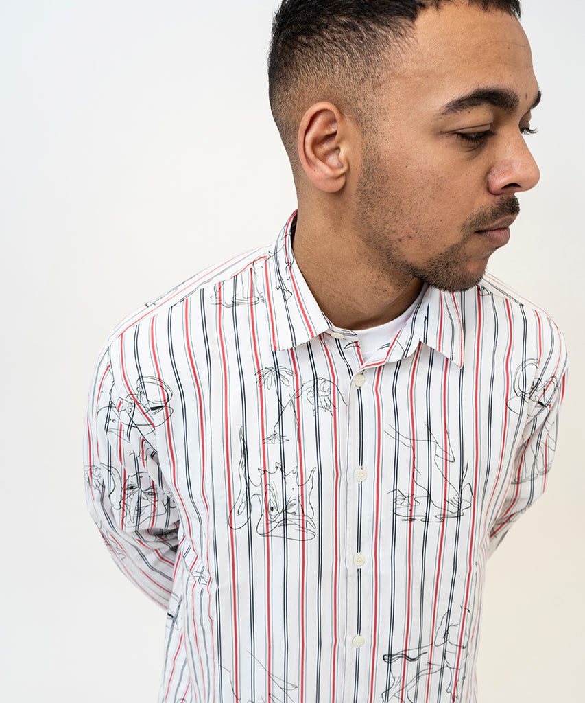 Damon shirt White Red Stripes-Soulland-Packyard DK
